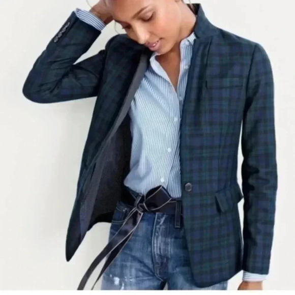 J. Crew Women's Blackwatch Tartan Plaid Wool Regent
Jacket Blazer size 4 - Picture 3 of 8
